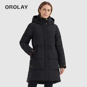 OROLAY中长款大A廓形修身棉服