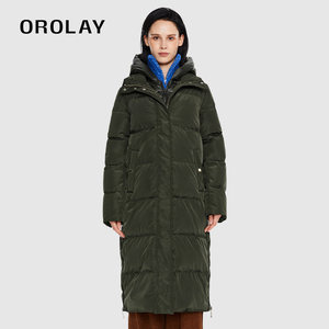 OROLAY长款连帽羽绒服