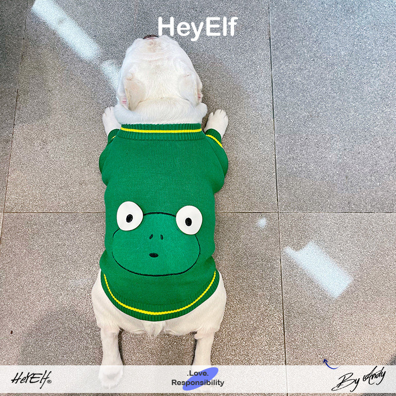 HeyElf猫狗青蛙毛衣法斗巴哥柴犬宠物衣服比熊西高地雪纳瑞秋冬装