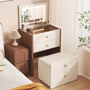 实木梳妆台小户型卧室床头柜现代简约迷你收纳柜一体多功能化妆桌