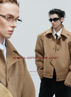 ArguE CulturE焦糖*静奢贵气解构异形设计短绒毛加厚毛呢外套男