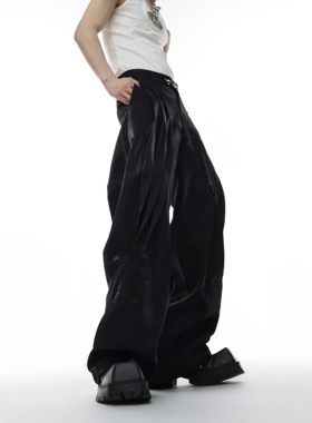 CulturE原创小众立体分割流光休闲裤金属纽扣设计直筒裤高腰长裤