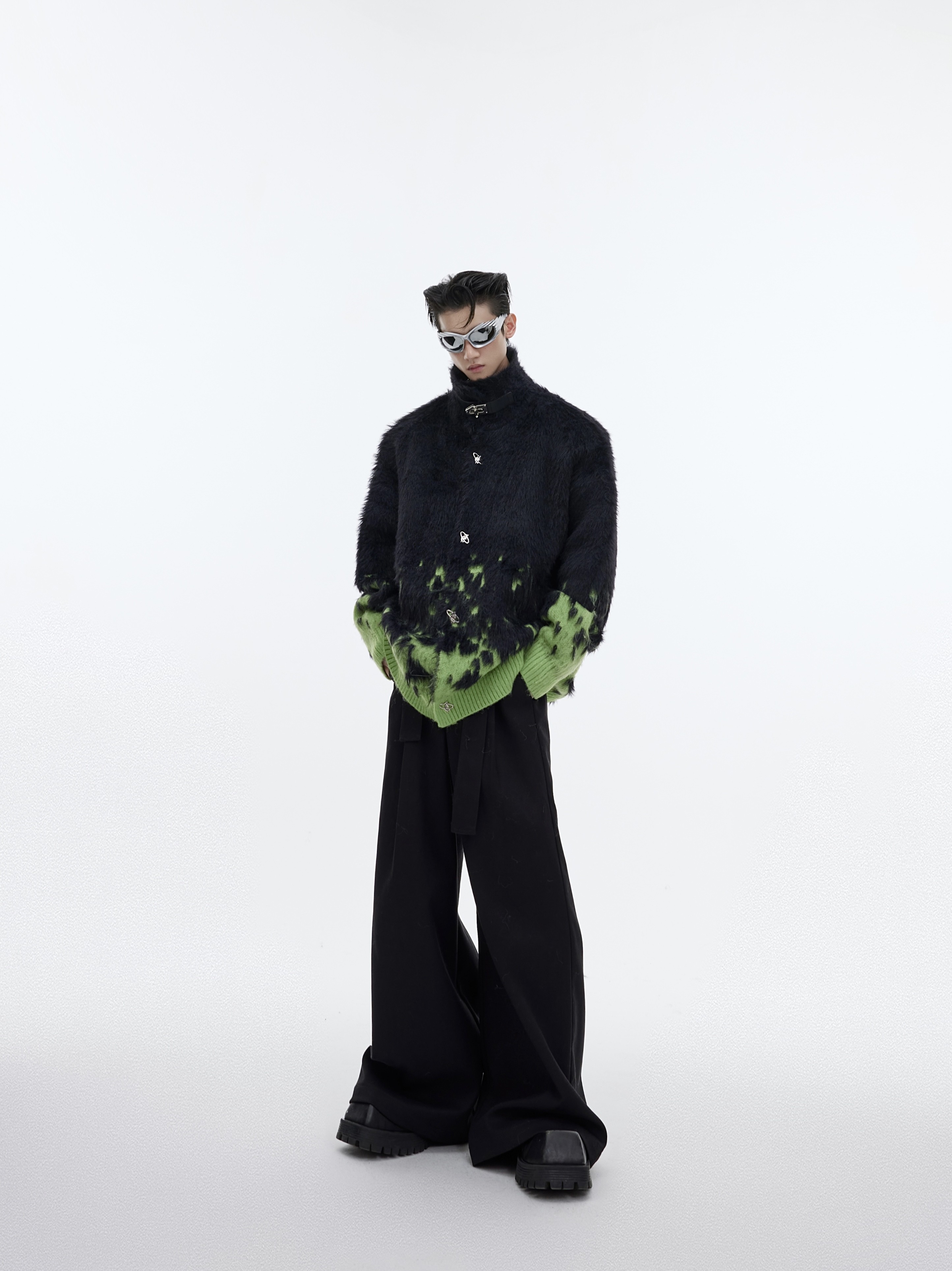 CULTURE FALL|WINTER BLOCKBUSTER GRADIENT NEW YEAR KNITWEAR JACKET METAL BUTTON MINK FUR CHRISTMAS SWEATER