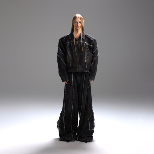 ArguE泼染大口袋牛仔外套套装