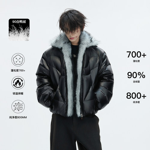 狼毛领90白鸭绒异形羽绒服