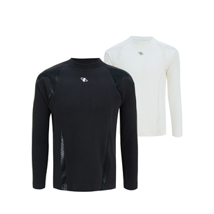 长袖 ArguE 保暖修身 纯棉坑纹解构圆领拼皮打底衫 男 CulturE暗鳞