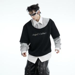 小众重磅假三件撞色拼接卫衣宽松T恤长袖 ArguE CulturE柏林假日