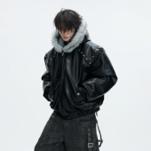 ArguECulturE玄狐 重磅2000G皮衣棉服座山雕连帽加厚加绒外套冬