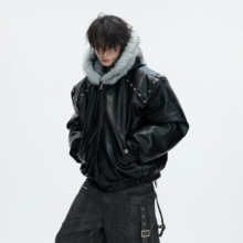 ArguECulturE玄狐*重磅2000G皮衣棉服座山雕连帽加厚加绒外套冬