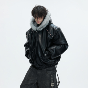 ArguECulturE玄狐 重磅2000G皮衣棉服座山雕连帽加厚加绒外套冬