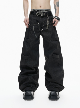 ArguE26ss康龙高定14.5脱浆原牛直筒裤双腰头sagging重磅牛仔裤