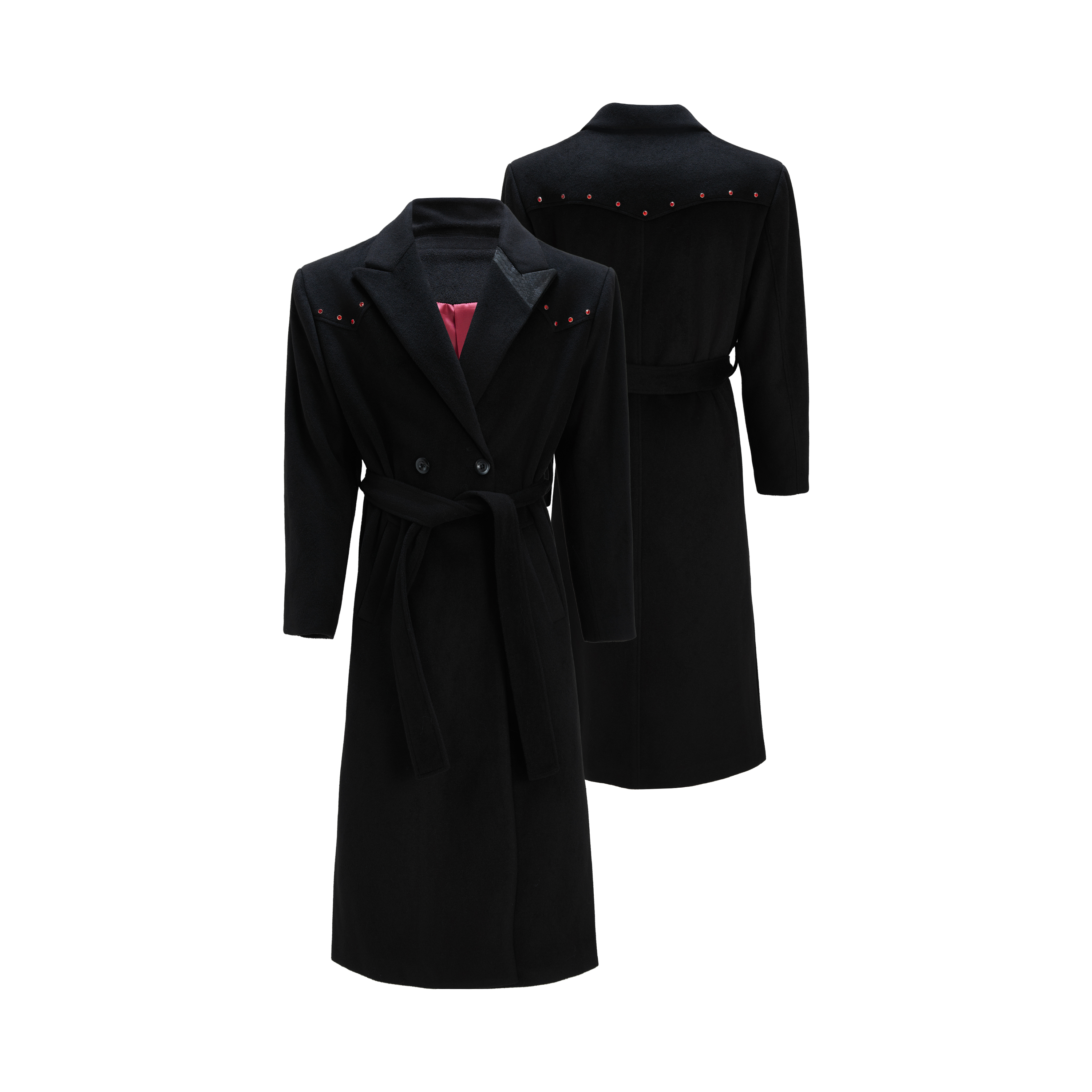 ArguE CulturE贵气红钻设计感廓形垫肩羊毛毛呢大衣长款高级外套