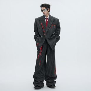 复古条纹毛呢西服高级外套装 ArguECulturE境裁全局 双12现货