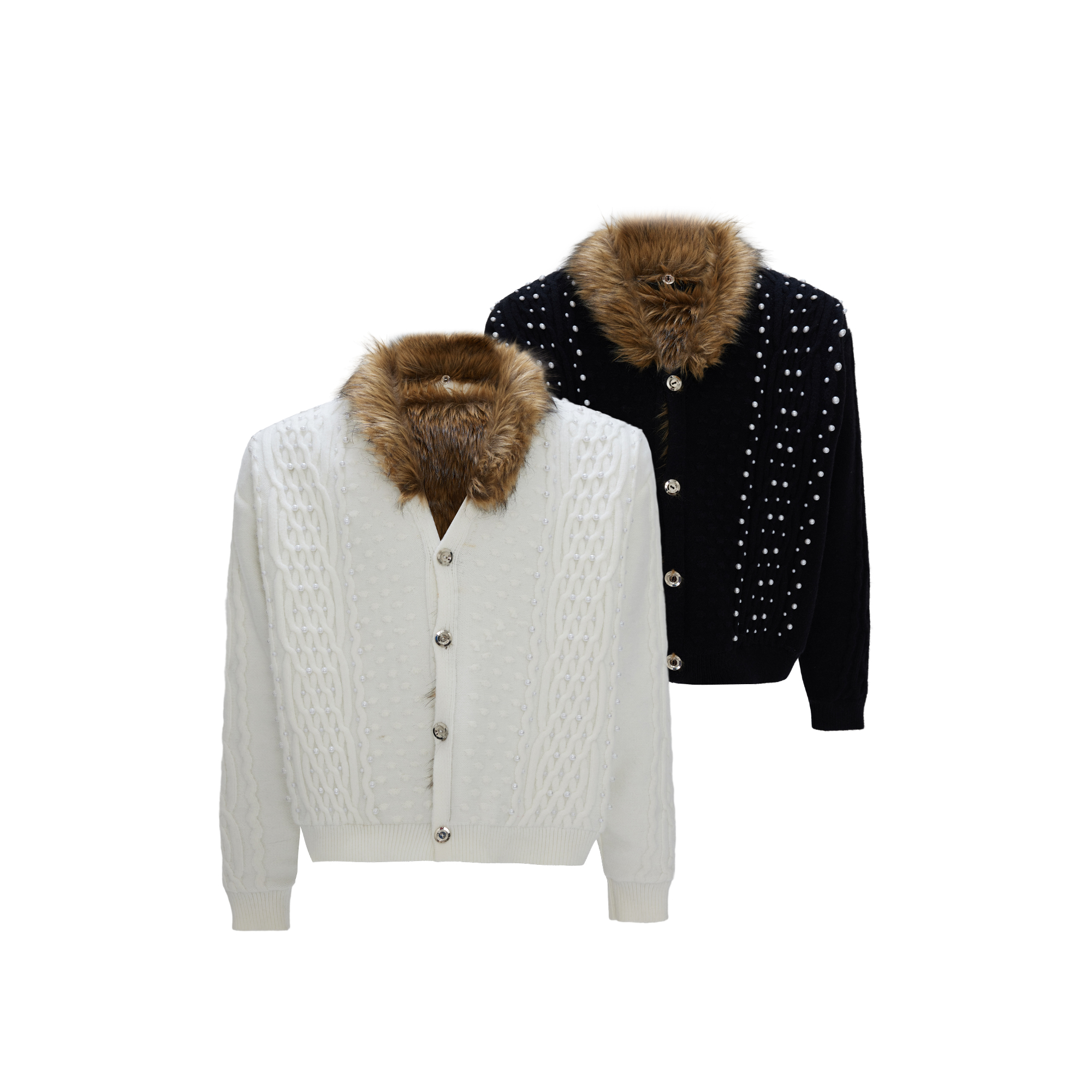 加绒加厚开衫纽扣毛衣