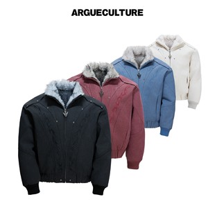 ArguE CulturE赤焰二代*重磅水洗帆布加绒加厚座山雕短宽夹克外套