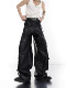 饰工装 皮裤 大口袋拼接设计阔腿裤 CulturE小众金属柳冰装 宽松长裤