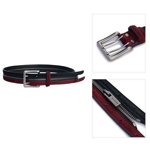 高级感腰带百搭拉链拼接设计