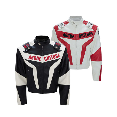 机车重工垫肩夹克皮衣