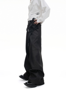 ArguE CulturE都市经典*鳄鱼皮拼接设计直筒裤立体裁剪宽松西裤男