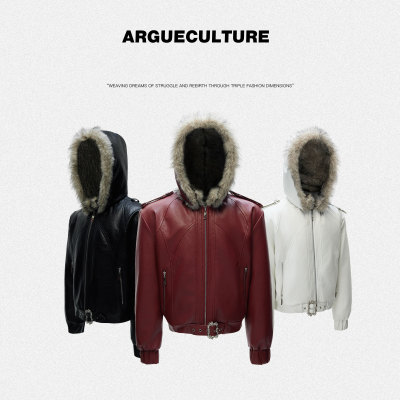 2025新款可拆卸帽皮衣外套男款