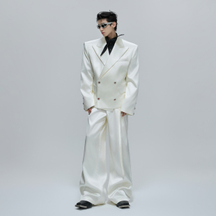 套装 ArguE CulturE液态亮面廓形收腰西服外套男高级贵气微喇西裤