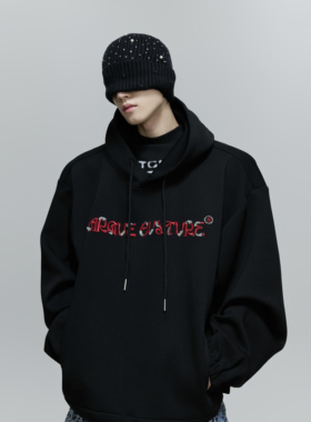 ArguE CulturE小众重工串珠刺绣连帽卫衣廓形宽松帽衫太空棉上衣