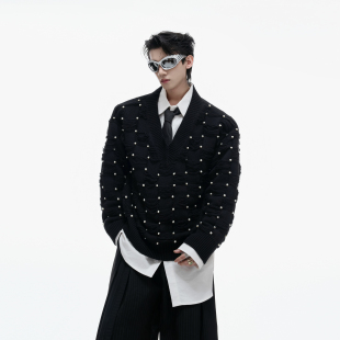 ArguE 上衣 CulturE重磅小众珍珠点缀V领毛衣软糯破坏流苏针织衫