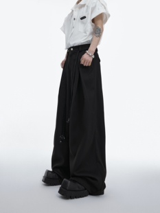 宽松直筒纯色西装 ArguECulturE新款 重磅绑带设计感立体斜纹休闲裤
