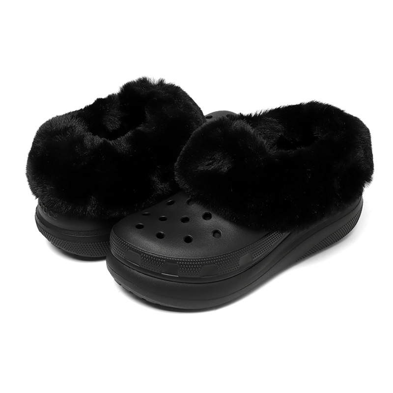 Crocs卡骆驰暖绒泡芙暖棉洞洞鞋