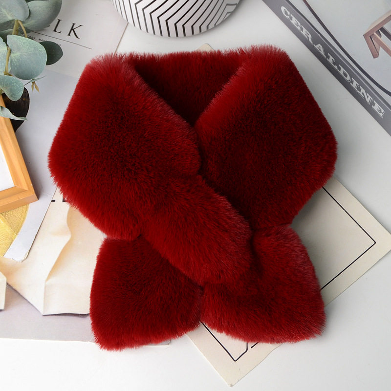 毛绒围巾女款仿獭兔毛加厚保暖双面围脖轻奢高级感冬时尚洋气护颈