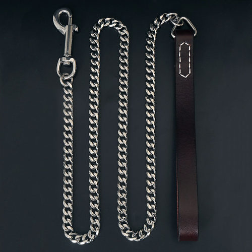 316防爆冲牵引链不锈钢大型犬牵引绳防咬金属钛钢狗绳