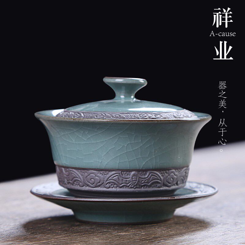 祥业哥窑盖碗大号家用陶瓷三才碗功夫茶具套装茶碗单个茶杯泡茶器属于什么档次？