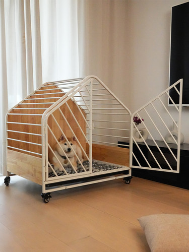 雅驹浮标高端狗笼柴犬带独立卫生间家用小房子大房子实木窝一房一