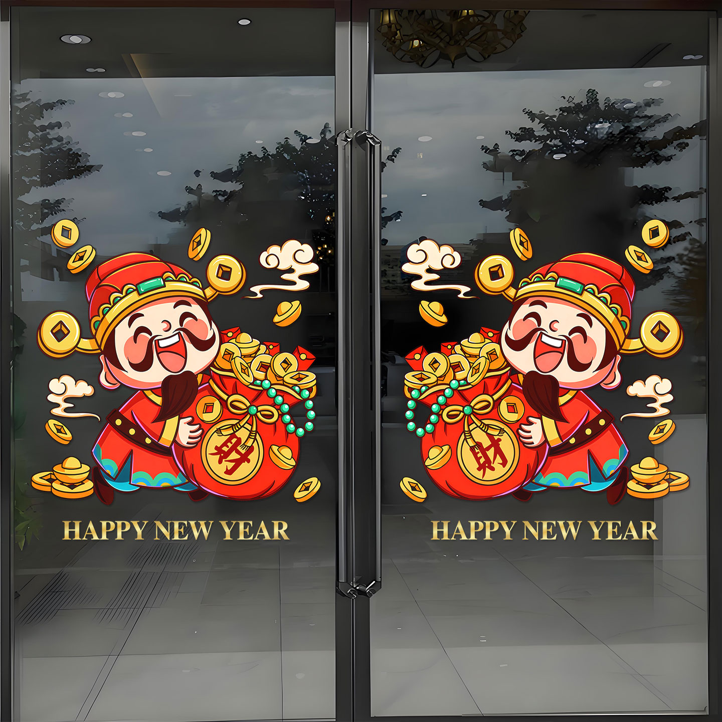 小红书推荐新年装饰财神玻璃门贴