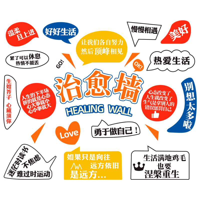 网红拍照区治愈心情互动打卡墙背景布置清酒吧馆店铺创意装饰贴纸