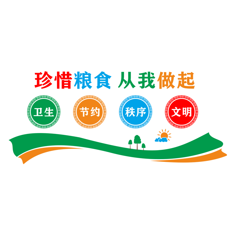 大学生文明食堂节约墙贴画