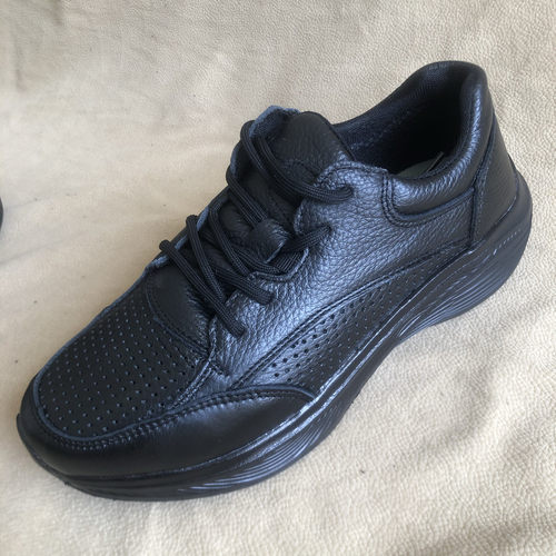 真皮春季透气男士气垫增高跑步鞋