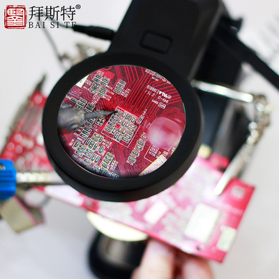 维修台式放大镜带灯led高焊接台大镜片清USB美容阅读修表手机便携