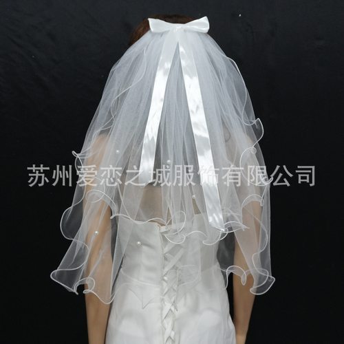 Veil Pearl Style Women's Bowknot Veil Mesh Veil Milk White P