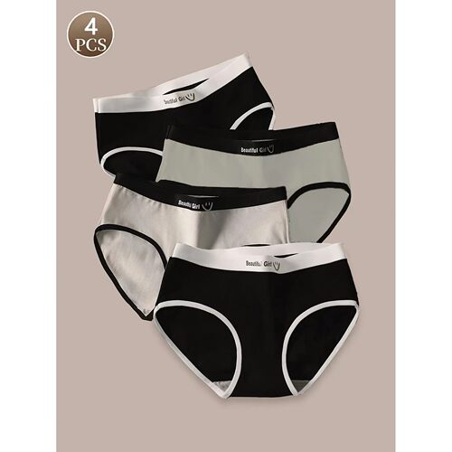 4PCS thin women's cotton panties fashionable comfortable sof