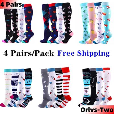 4 Pairs/Pack Compression Socks High Sports Socks for Women M