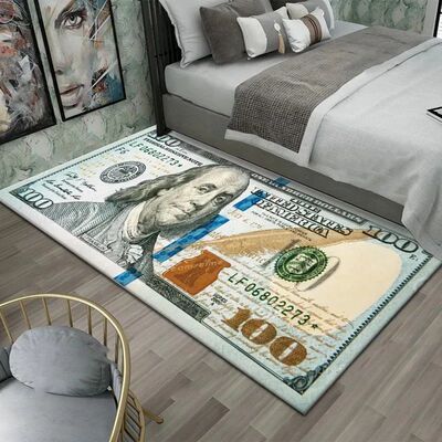Creative Dollar Printed Carpet Anti-Slip Bedroom Side Rug Ea