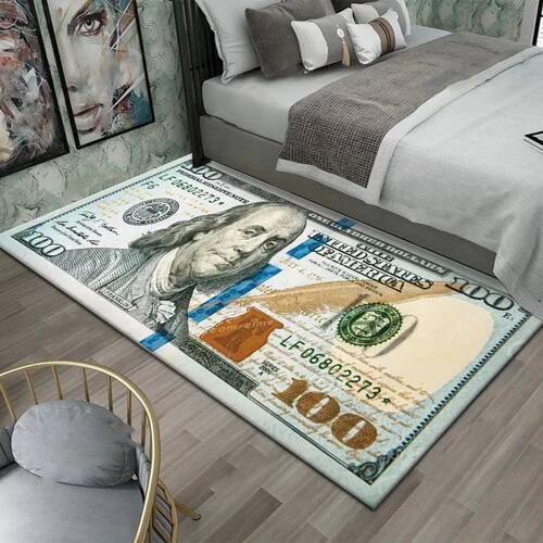 Creative Dollar Printed Carpet Anti-Slip Bedroom Side Rug Ea