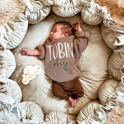 Name Embroidered Children's Sweater Baby Embroidery Christma