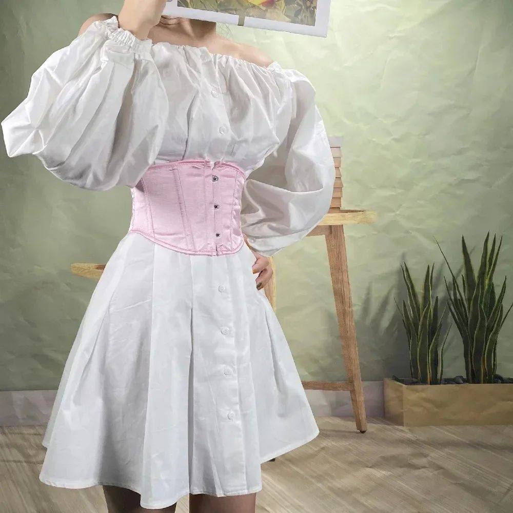 Short Torso Underbust Corset Satin Bustier Fish Boned Waist