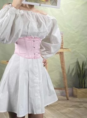 Short Torso Underbust Corset Satin Bustier Fish Boned Waist