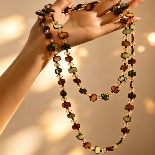 Bohemian Color Shell Beaded Necklace Niche Ethnic Long All-m