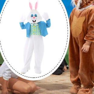 Children Easter Bunny Costume Outfit Full Body Apparel Easte
