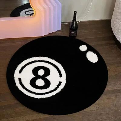 Black 8-Piece Billiards Carpet - Soft Fuzzy Living Room Floo