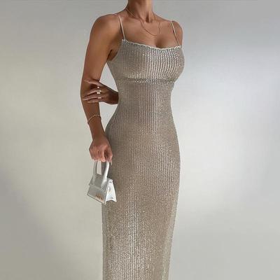 Summer Hipster Sexy Slim Dress Temperament Beads Sling Dress